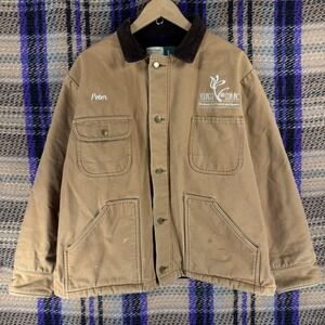 WearGuard Jacket Mens Large Brown Canvas Insulated Workwear Bomber Snap Front